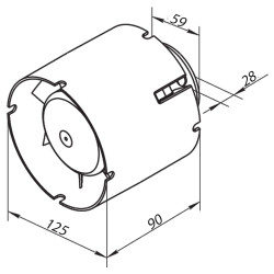 Малък тръбен вентилатор с времеви превключвател Ø 125 мм