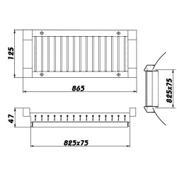 Въздуховодна решетка с регулируеми жалузи 825x75 мм