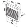 Вентилатор за баня на 12V Ø 150 мм с автоматични жалузи и таймер за отложено изключване