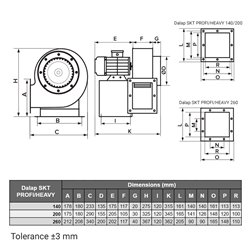 Ventilator centrifugal Dalap SKT HEAVY L 200/380V, pentru îndepărtarea particulelor grosiere, cu actionare pe partea stanga