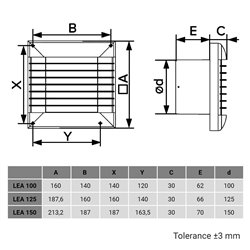 Ventilator de baie Dalap 125 LEA cu jaluzele automate fara functii suplimentare, Ø 125 mm