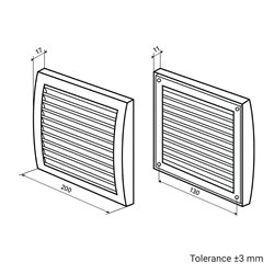 Grilă de ventilație din plastic Dalap GP 200x200 RNP ASA cu control mecanic, alba