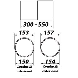 PVC conductă telescopică Ø 150 mm, lungime 300 până 550 mm