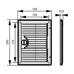 Ревизионна пластмасова вратичка с вентилационна решетка 150x200 мм