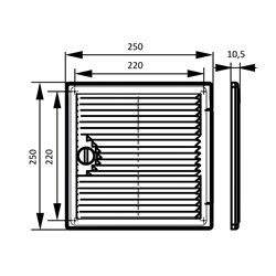 Ревизионна пластмасова вратичка с вентилационна решетка 250x250 мм
