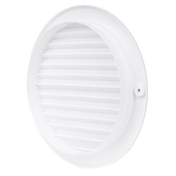 Grilă de ventilație circulară din PVC cu flanșă și plasă anti-insecte plastică Ø 100 mm, alb