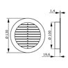 Grilă de ventilație circulară din PVC cu flanșă și plasă anti-insecte plastică Ø 100 mm, alb