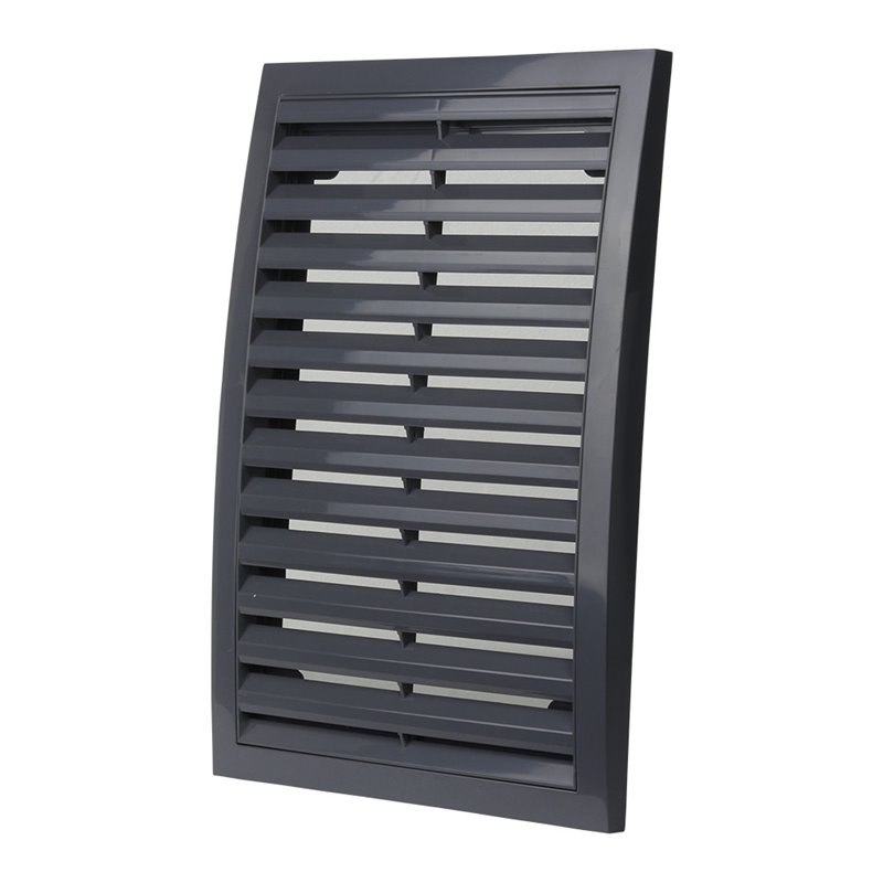 Grilă de ventilație din plastic Dalap 180x250 RN ASA cu jaluzele fixe, fara flansa, gri