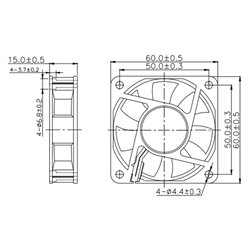 Ventilator răcire Dalap SAF 12V DC, 60x60x15 mm, 3600 r/min, cu rulmenți cu bile