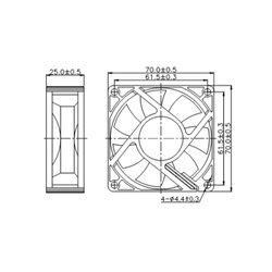 Малък вентилатор за компютърна техника Dalap SAF 24V DC, 70x70x25 мм, 3500 об,/ мин.