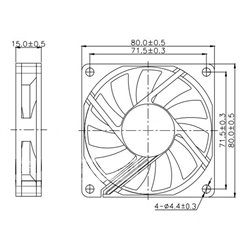 Малък вентилатор за компютърна техника Dalap SAF 24V DC, 80x80x15 мм, 2440 об./ мин.