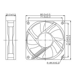 Малък вентилатор за компютърна техника Dalap SAF 5V DC, 80x80x20 мм, 3000 об./мин.