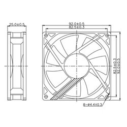 Малък вентилатор за компютърна техника Dalap SAF 5V DC, 92x92x25 мм, 2000 об./мин.