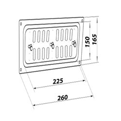 Вентилационна решетка от неръждаема стомана с механично управление 260x165 мм