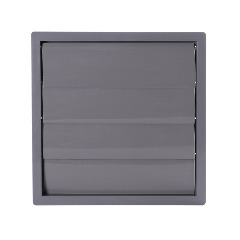 Grilă de ventilație PVC cu flanșă și jaluzele gravitaționale, 240x240 mm / Ø 200 mm, gri