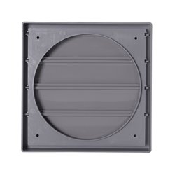 Grilă de ventilație PVC cu flanșă și jaluzele gravitaționale, 240x240 mm / Ø 200 mm, gri