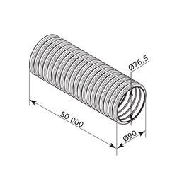 Гъвкава антистатична и антибактериална тръба Ø 90 мм, дължина 50 м