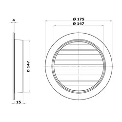 Метална вентилационна решетка Ø 150 мм с фланец и мрежа против насекоми