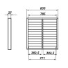 Сива метална вентилационна решетка с гравитационни жалузи без фланец 835x835 мм