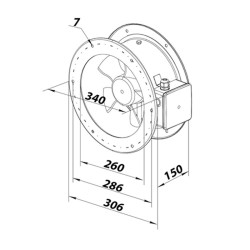 Метален тръбен вентилатор с фланец на 400V Ø 260 мм