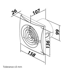 Ventilator de baie silențios cu valva antiretur Ø 100 mm