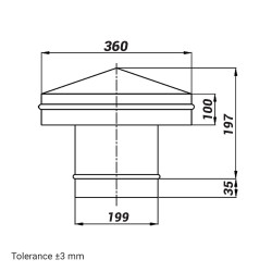 Вентилационен сенник за завършек на вентилационната система Ø 200 мм