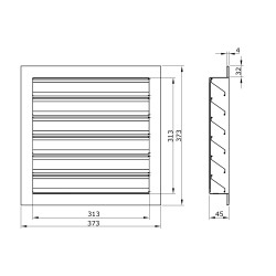 Алуминиева вентилационна решетка с фиксирани жалузи 315x315 мм