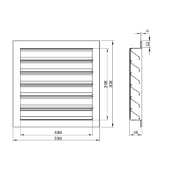 Алуминиева вентилационна решетка с фиксирани жалузи 500x250 мм
