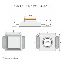 Незабележим правоъгълен дифузьор ERGOVENT KVADRO-125 за входящ и изходящ въздушен поток, гипсов, бял