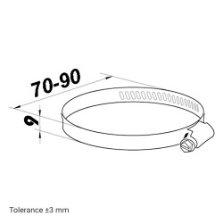 Метална стягаща лента Dalap MCD, Ø 80 мм, черна
