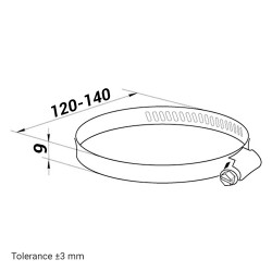 Метална стягаща лента Dalap MCD, Ø 125 мм, черна