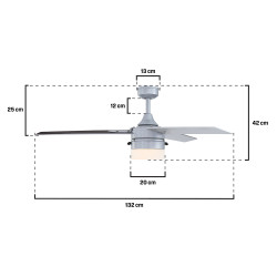 Таванен вентилатор Westinghouse RIVERTON 73165, Ø 132 см, сребрист, с осветление