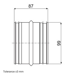 Неръждаемо вътрешно съединение Dalap PMI-O с уплътнителна гума за тръби, Ø 100 мм
