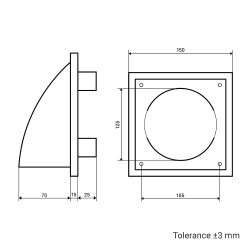 Вентилационна решетка с шапка и клапа Dalap GP 122 BKF ASA GRAY, 150x150 мм / Ø 125 мм, сива