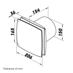 Вентилатор с алуминиев преден панел, таймер и датчик за влажност Ø 150 мм, по-мощен мотор