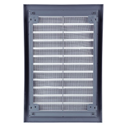 Пластмасова вентилационна решетка с фиксирани жалузи и мрежа против насекоми Dalap GP 180x250 RNI ASA GRAY, сива