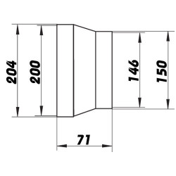 Кръгъл PVC редуктор Ø 150 / 200 мм за промяна на диаметъра на въздуховода