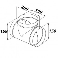 Метално Т-образно разклонение с уплътнителна гума Ø 160 / Ø 160 мм