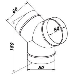 Метално Y-образно разклонение Ø 80 / Ø 80 мм