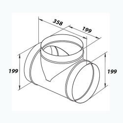 Метално Т-образно разклонение Ø 200 / Ø 200 мм