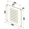 Бяла метална вентилационна решетка без фланец с фиксирани жалузи и мрежа 500x400 мм
