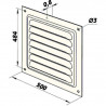 Поцинкована вентилационна решетка без фланец с мрежа и фиксирани жалузи 500x500 мм