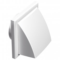 Бяла вентилационна PVC решетка със сенник, фланец и капак 186x186 мм / Ø 150 мм