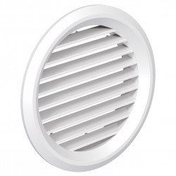 Бяла кръгла вентилационна PVC решетка с фланец и мрежа Ø 125 мм