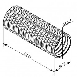 Гъвкава антистатична и антибактериална тръба Ø 75 мм, дължина 50 м