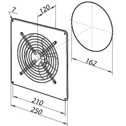 Индустриален квадратен смукателен вентилатор Ø 162 мм