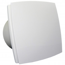 Вентилаторът за баня с бял капак от серия DALAP BFZ 12V  с вграден датчик за отложено пускане (таймер).